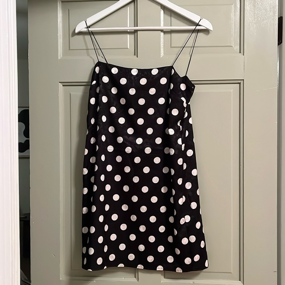 Topshop jacquard polka dot mini slip dress size 2